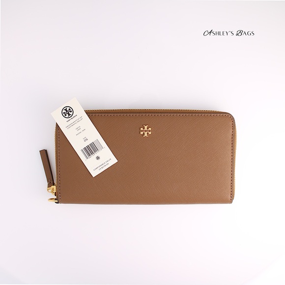 Tory Burch Emerson Large Continental Wristlet Wallet In Moose Brown - Picture 2 of 4